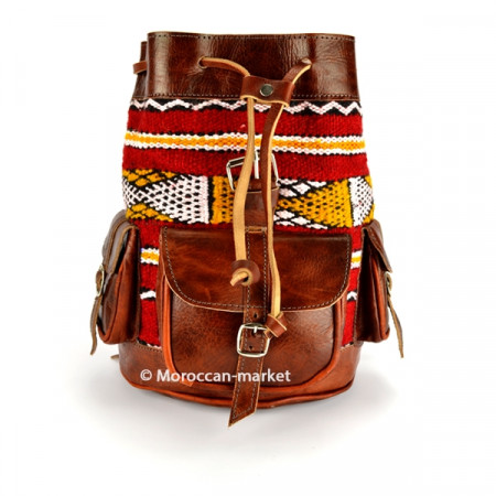 Moroccan Leather bakcpack, moroccan handmade backpack, Moroccan