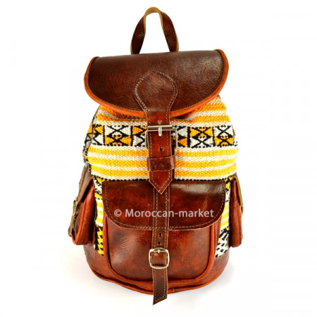 Yellow Kilim leather Backpack