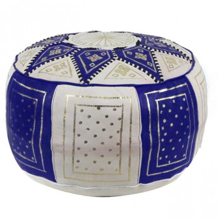 Moroccan Traditional Leather Pouf With, Moroccan Leather Poufs