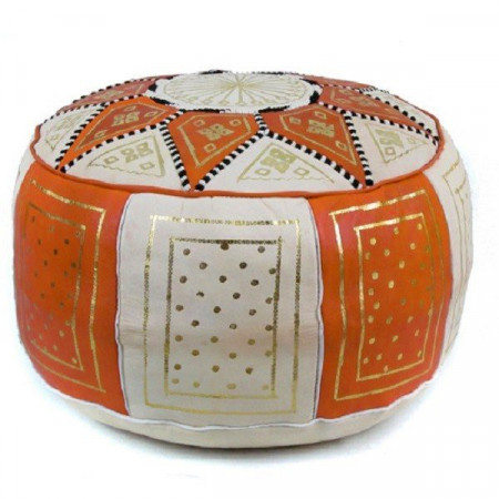 Traditional pouf in orange Traditional pouf in orange