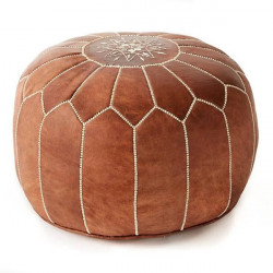 Moroccan brown leather pouf