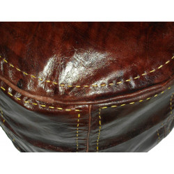 Moroccan leather pouf chocolate leather 2
