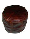 Moroccan leather pouf chocolate leather