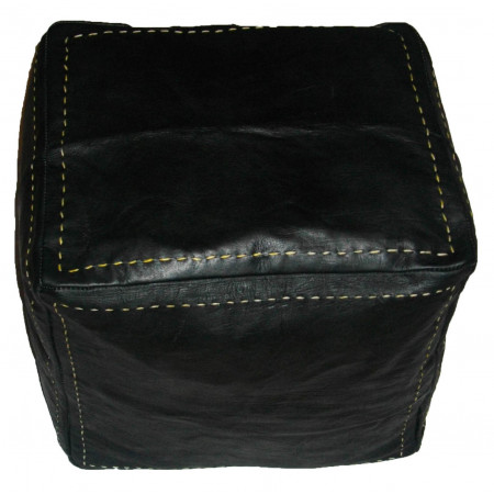 Moroccan cubic leather pouf