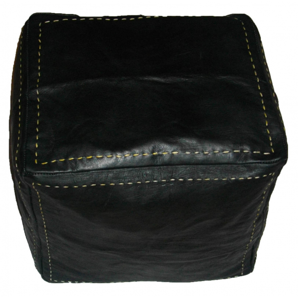 Moroccan cubic leather pouf