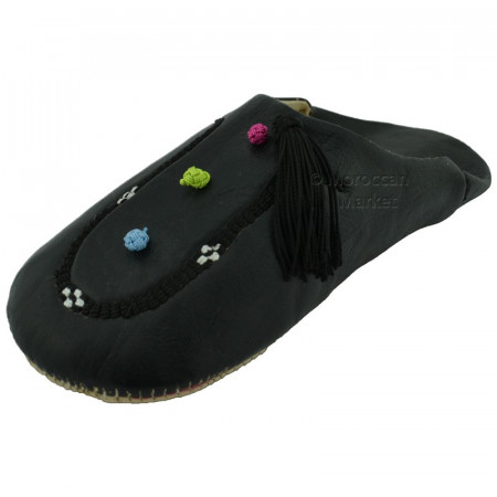 Handmade Maklouba slippers black leather