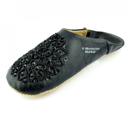 Maklouba babouche slippers in black leather