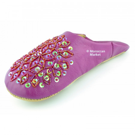 Moroccan women's leather shoes in purple