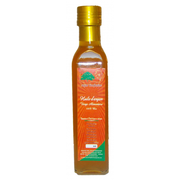Organic argan oil for food use bottle 250 ml