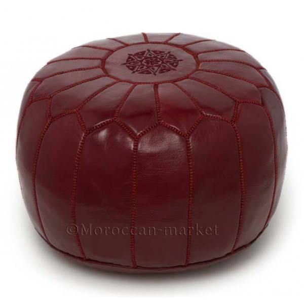 Moroccan Pouf in Burgundy 