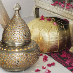 Moroccan Pouf in Mettalic Gold 2