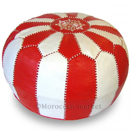 Moroccan Pouf red and white